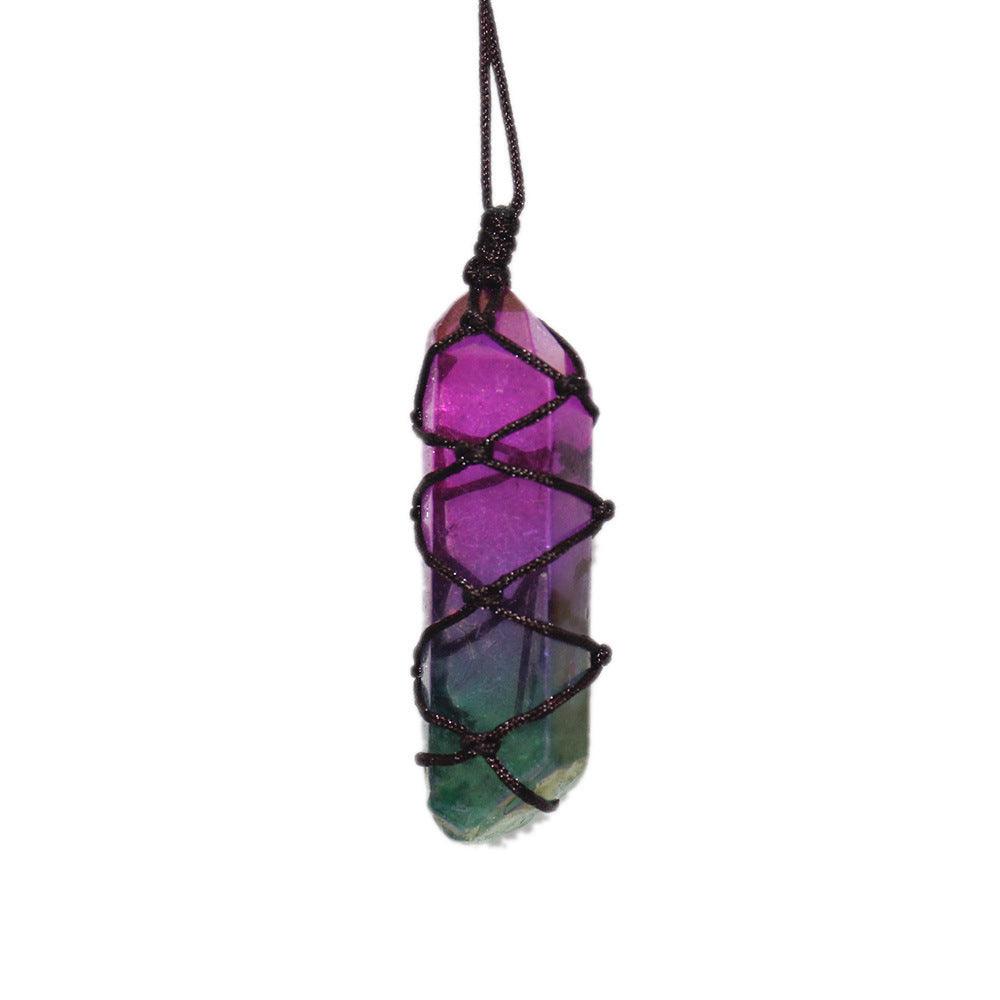 White Crystal Single Crystal Electroplating Double Color Necklace As shown