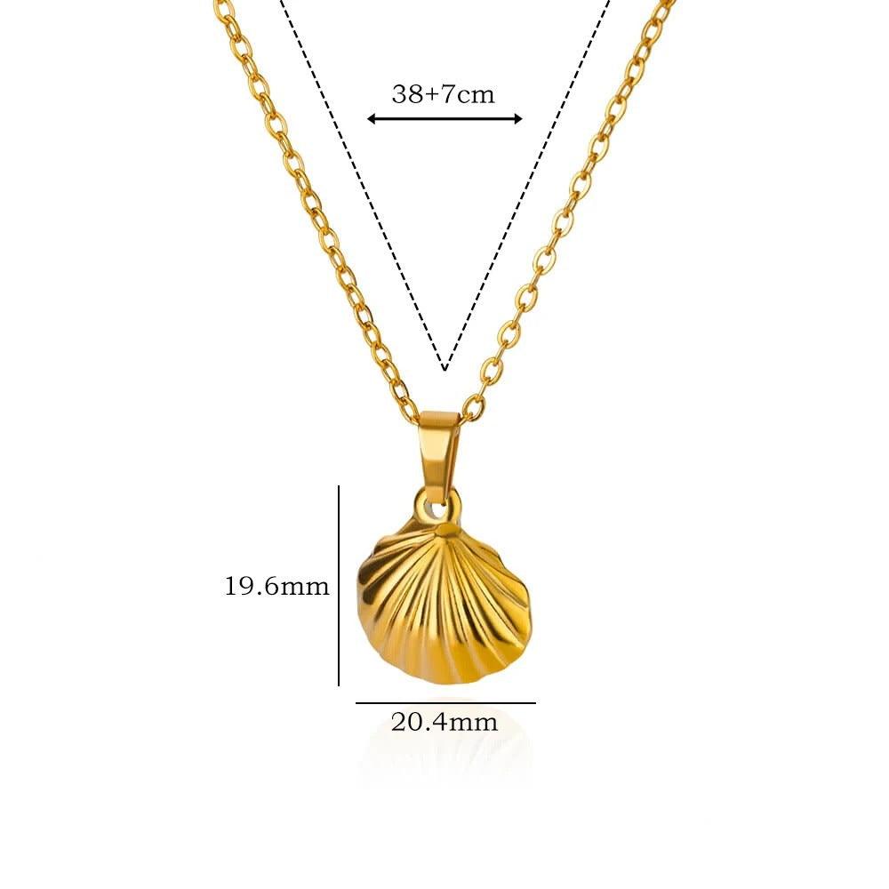 Shell Starfish Pendant Necklace | Beach Jewelry B Electroplated Gold