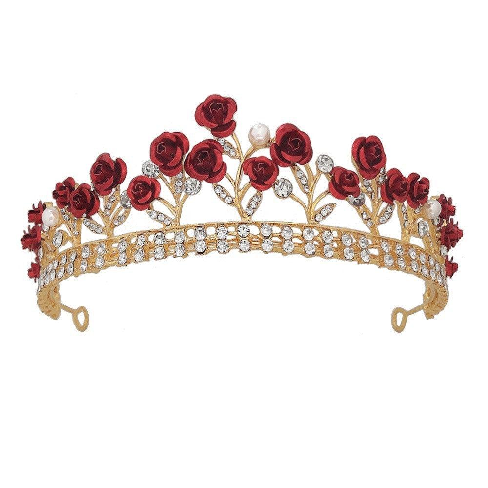 Purple Rose Crystal Crown | Bridal Wear Red