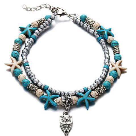 Green Blue Star Fish Beach Anklets | Beach Wear K