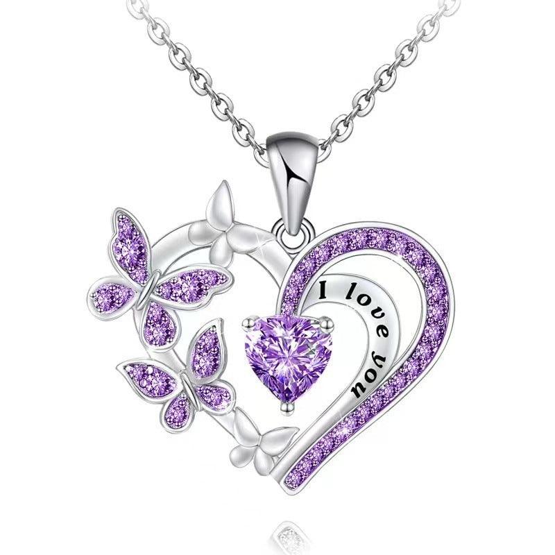 Butterfly Love Necklace With Rhinestones | Daily Wear