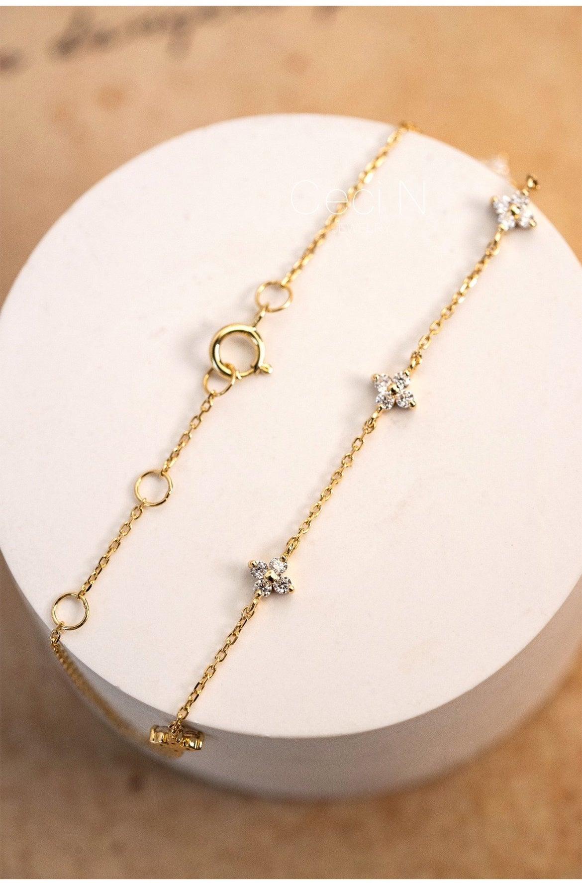 S925 Silver Plated 18K Gold Zircon Bracelet | Daily Wear