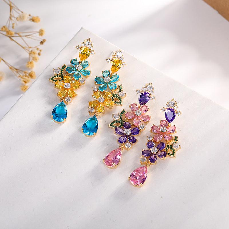 Ose Silver & Hetian Jade Flower Earrings