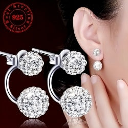 Exquisite 925 Silver Two Ball Design Earrings | Daily Wear