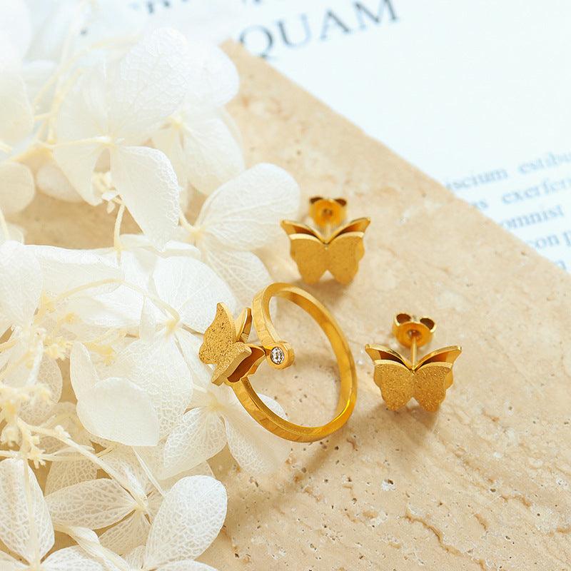 Frosted Texture Cute Butterfly Jewelry Set