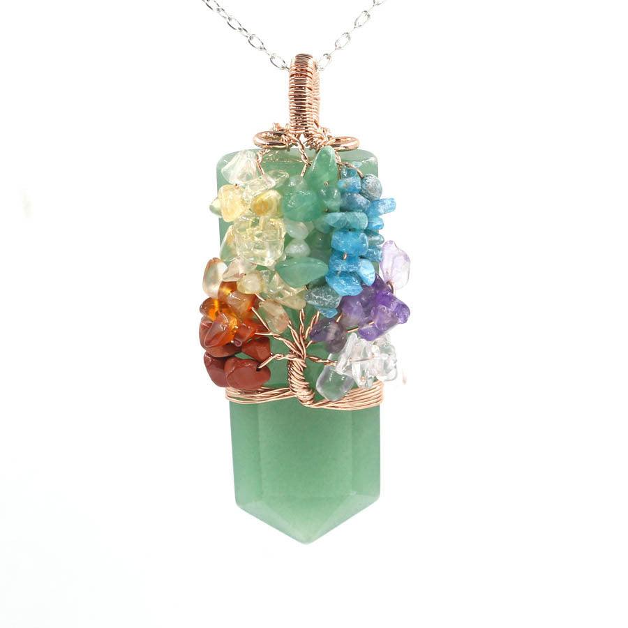 Sword-Shaped Crystal Tree Necklace | Fashion Wear Green Aventurine