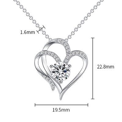 Zircon Double Love Rhinestones Necklace | Daily Wear